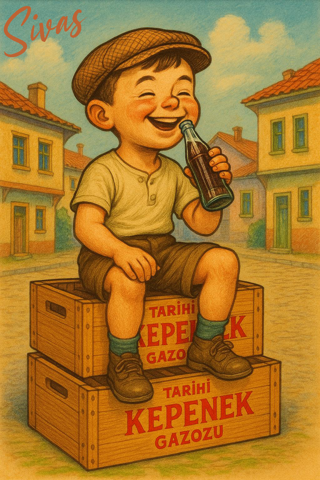 Kepenek Gazozu ile mutlu çocuk